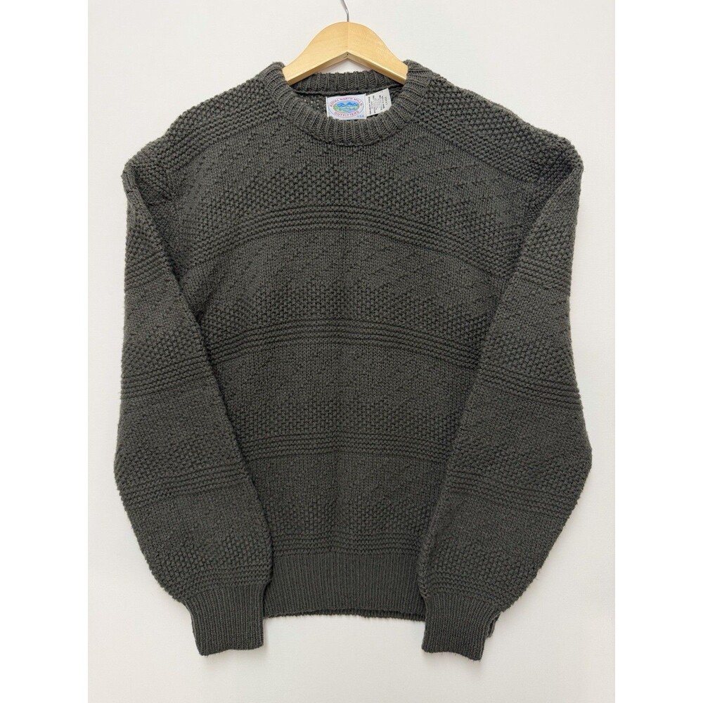 Vintage Royal North Mills Sweater Mens Large Olive Green Long Sleeve Made In USA